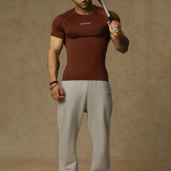 Basic Compression T-shirt Brown