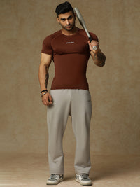 Basic Compression T-shirt Brown Athlisis Sports
