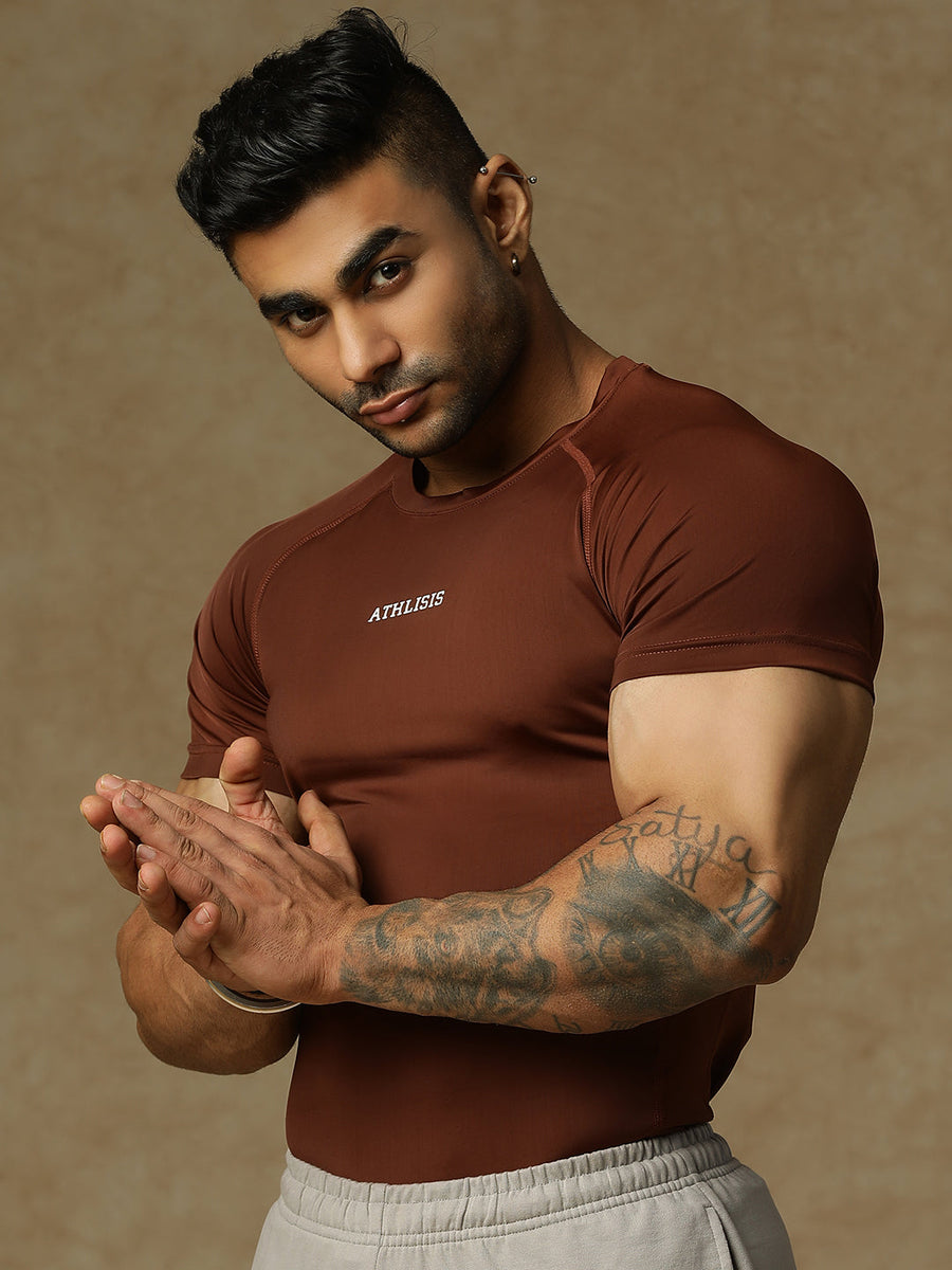 Basic Compression T-shirt Brown Athlisis Sports