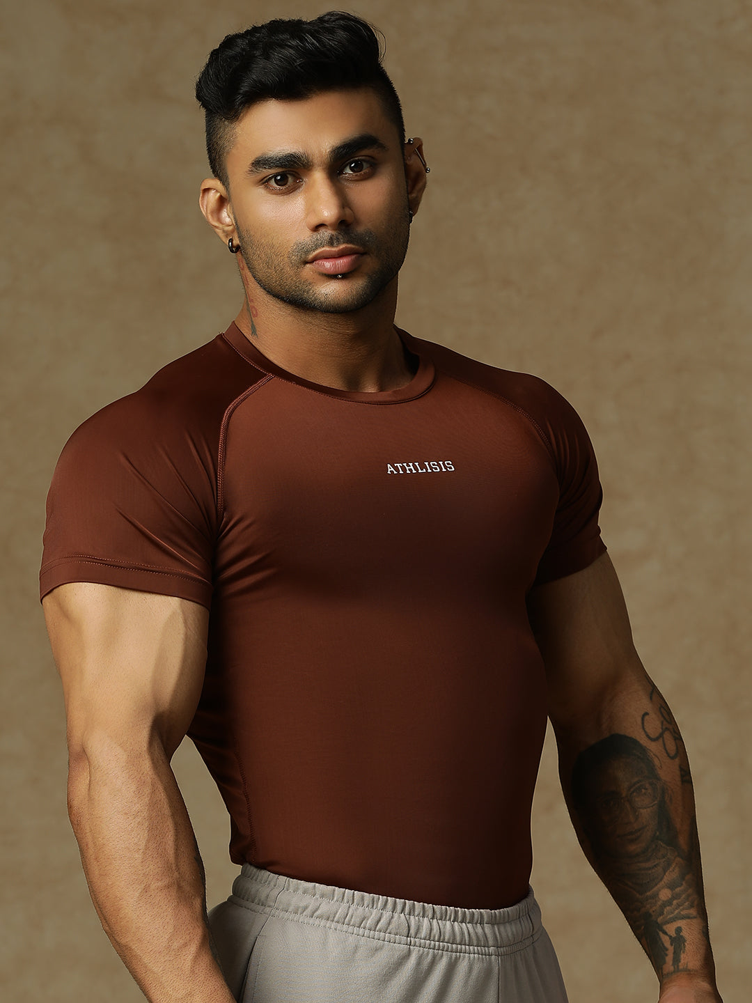 Basic Compression T-shirt Brown Athlisis Sports