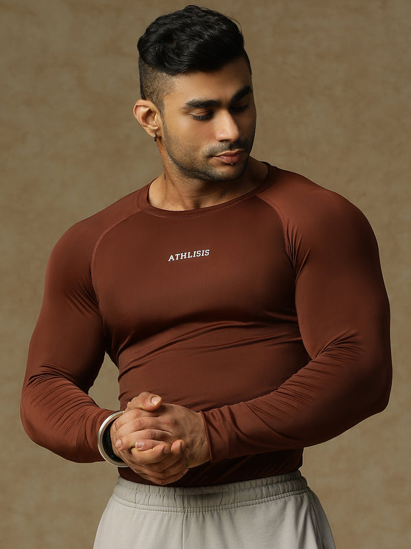 Basic Full Compression T-shirt Brown