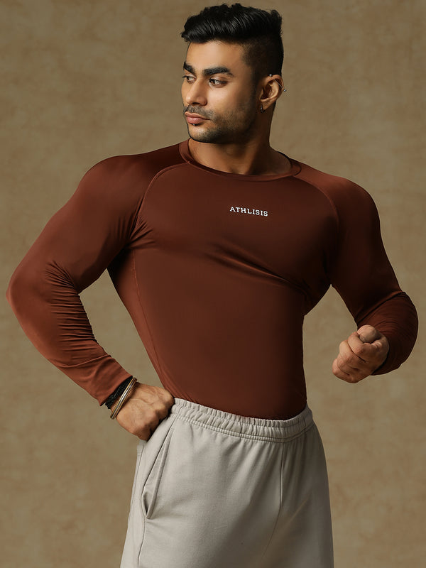 Basic Full Compression T-shirt Brown