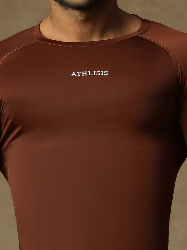 Basic Full Compression T-shirt Brown