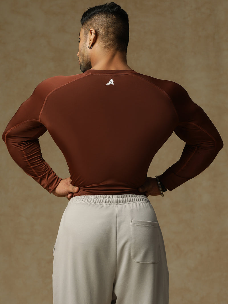 Basic Full Compression T-shirt Brown