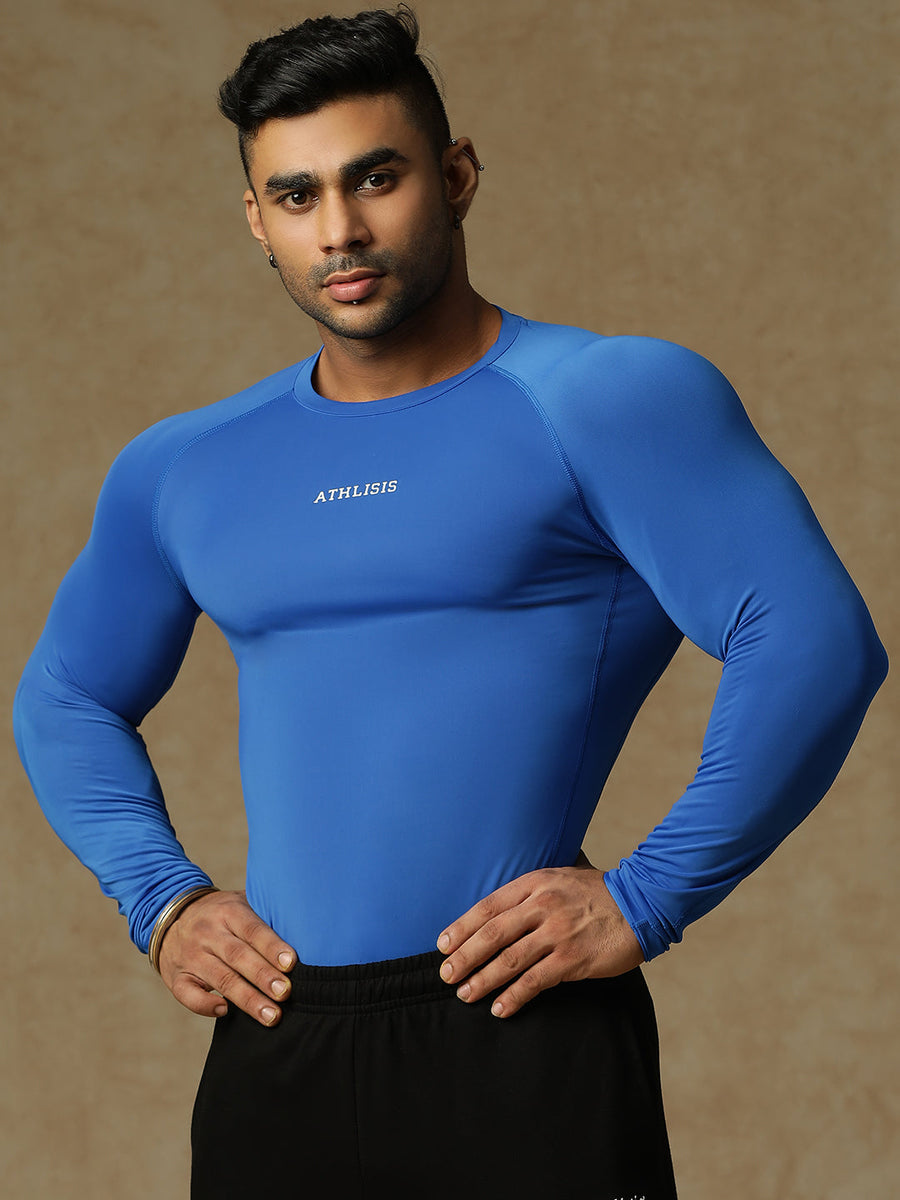 Basic Full Compression T-shirt Royal Blue Athlisis Sports