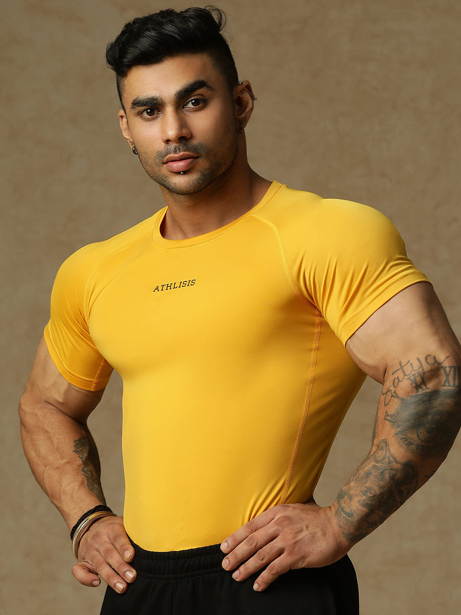 Basic Compression T-shirt Yellow Athlisis Sports