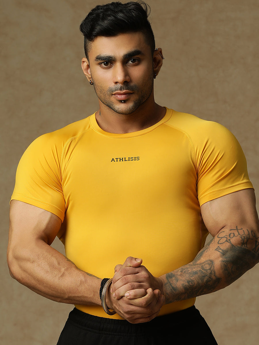 Basic Compression T-shirt Yellow Athlisis Sports