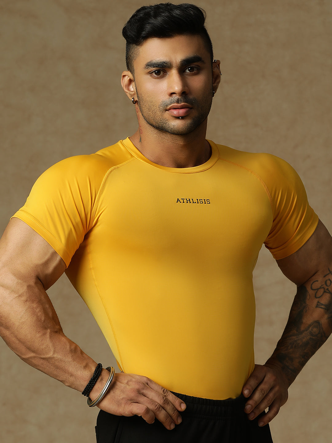 Basic Compression T-shirt Yellow Athlisis Sports