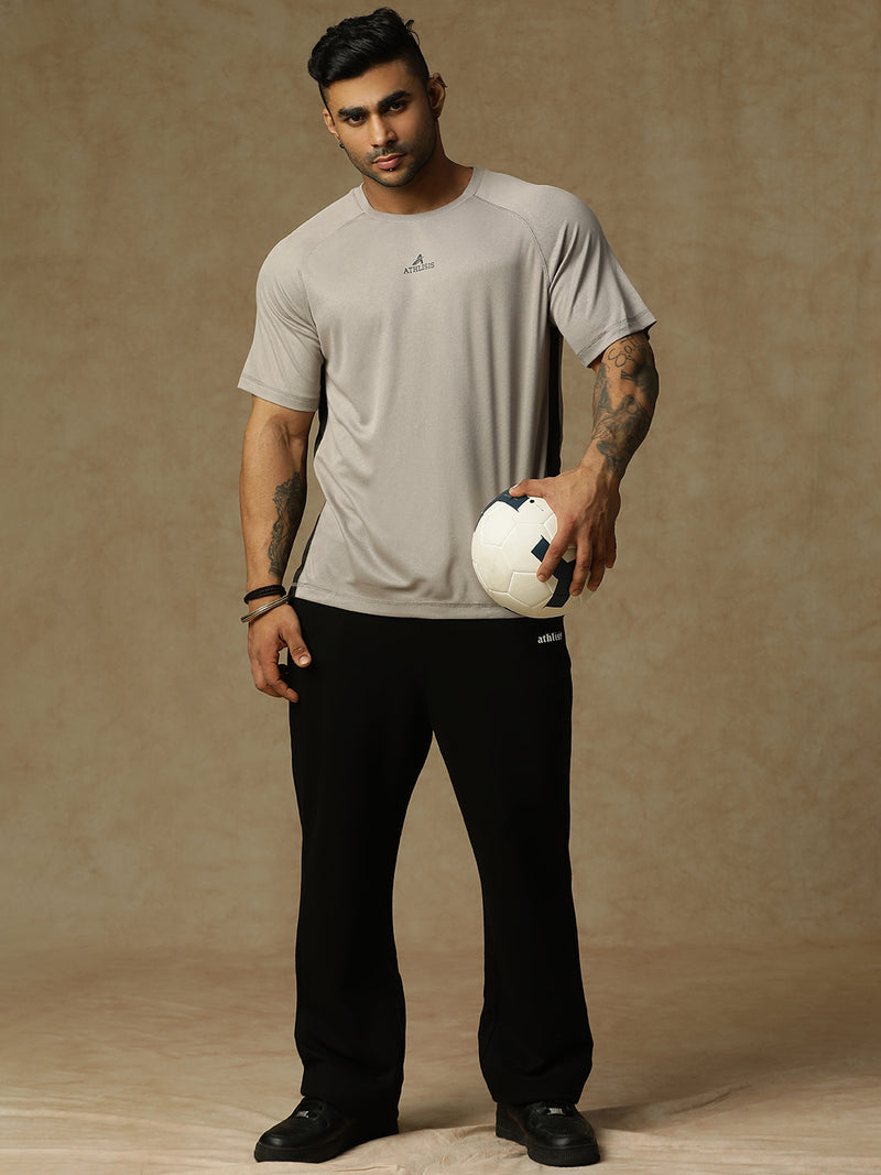 Contrast Side Panel T-Shirt Gray