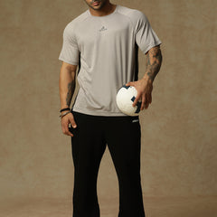 Contrast Side Panel T-Shirt Gray