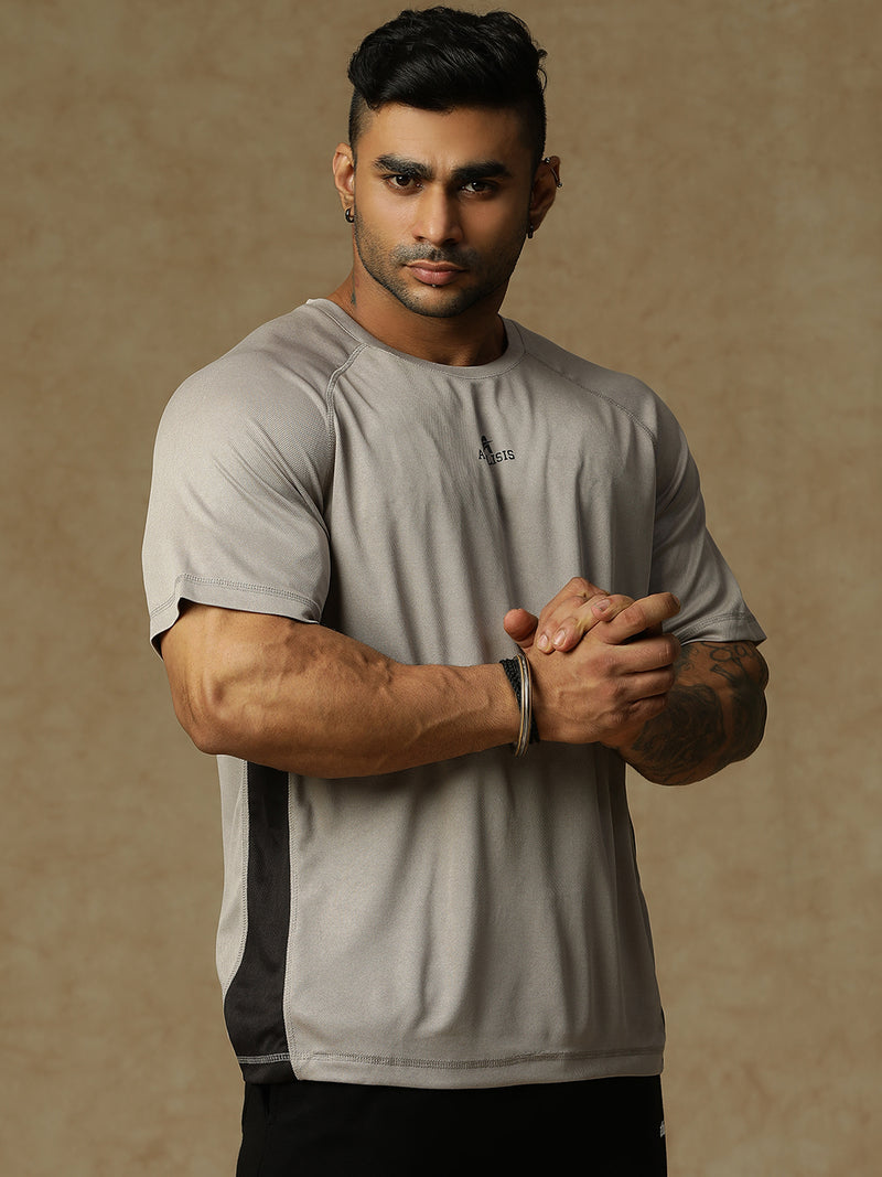 Contrast Side Panel T-Shirt Gray