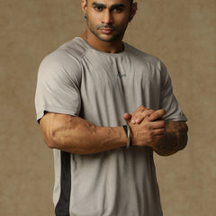Contrast Side Panel T-Shirt Gray