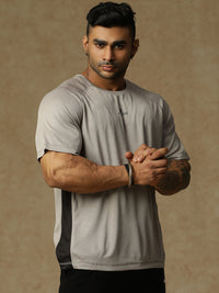 Contrast Side Panel T-Shirt Gray