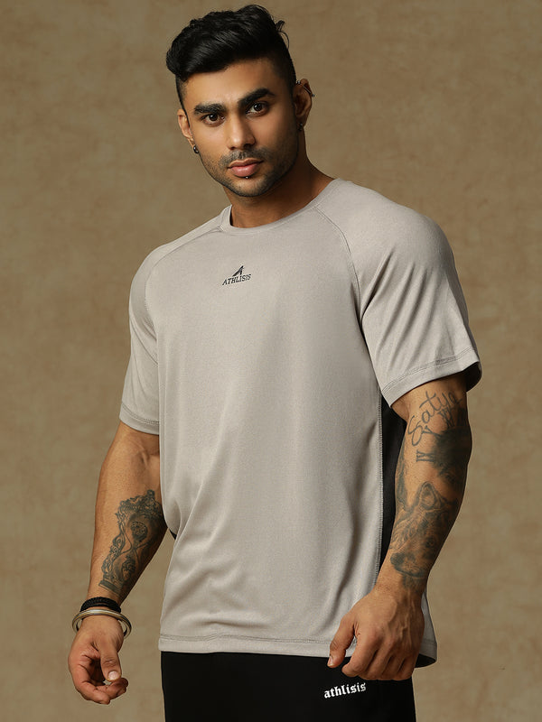 Contrast Side Panel T-Shirt Gray