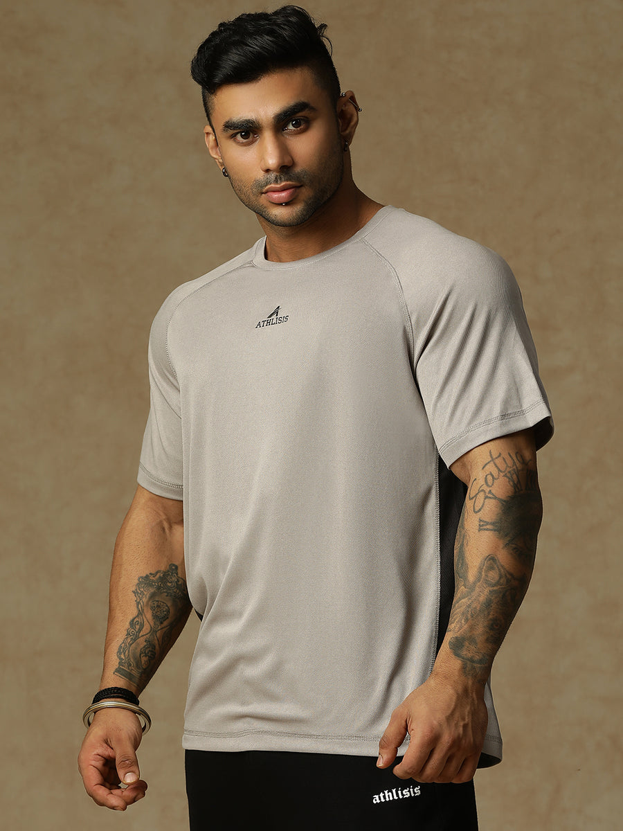 Contrast Side Panel T-Shirt Gray