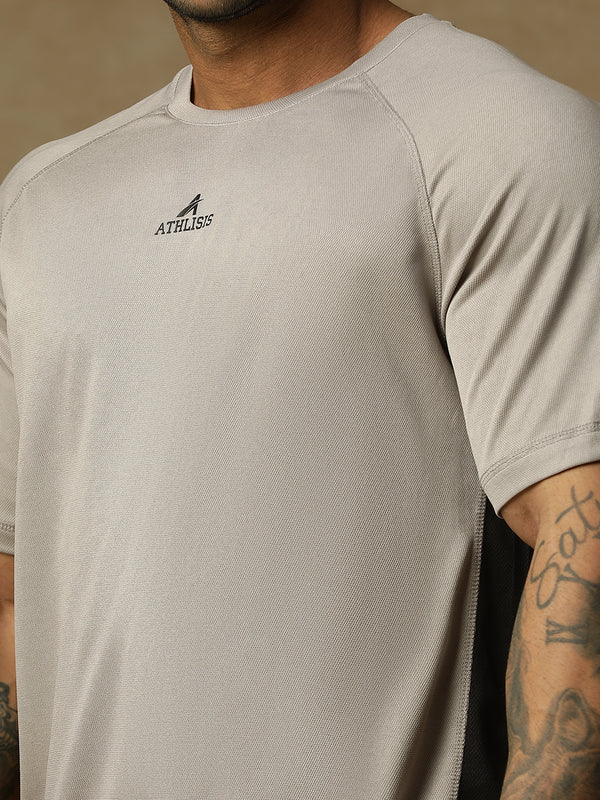Contrast Side Panel T-Shirt Gray