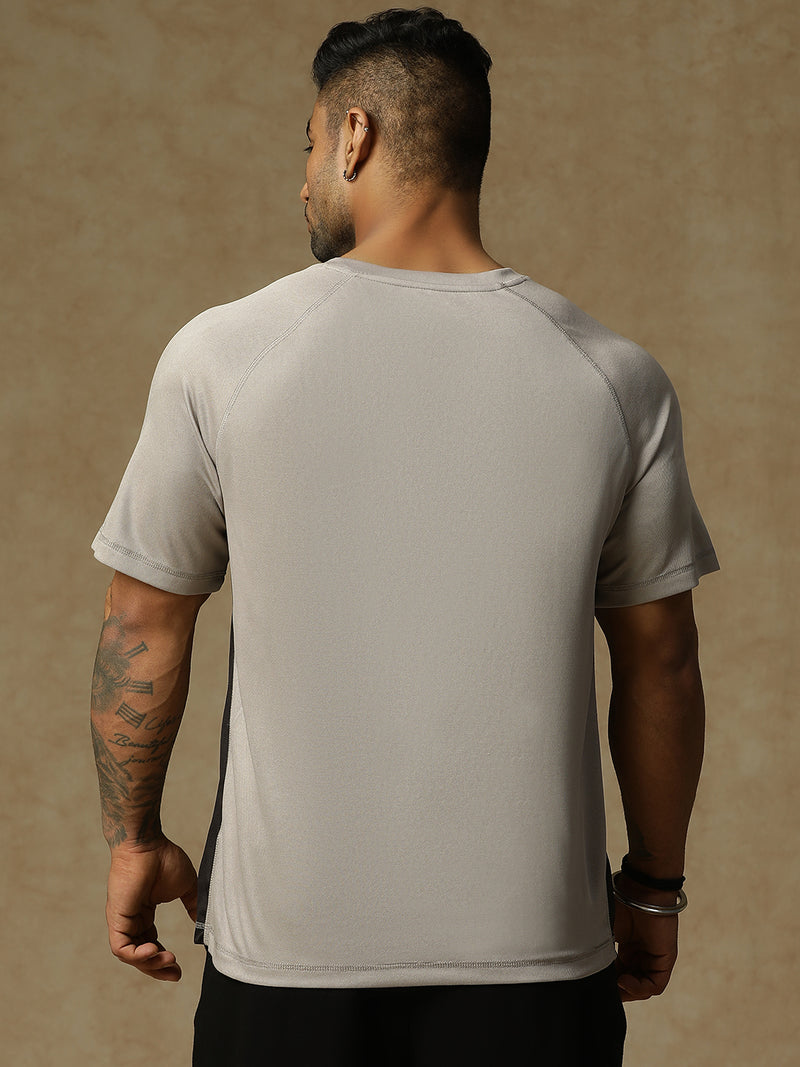 Contrast Side Panel T-Shirt Gray