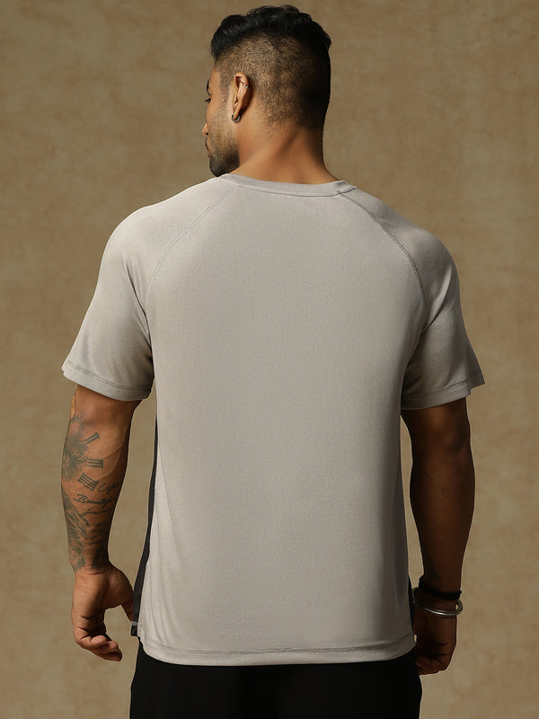 Contrast Side Panel T-Shirt Gray