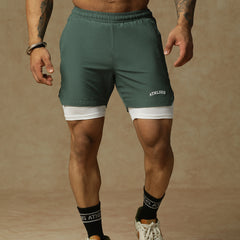 2 in 1 Lining Shorts Forest Green