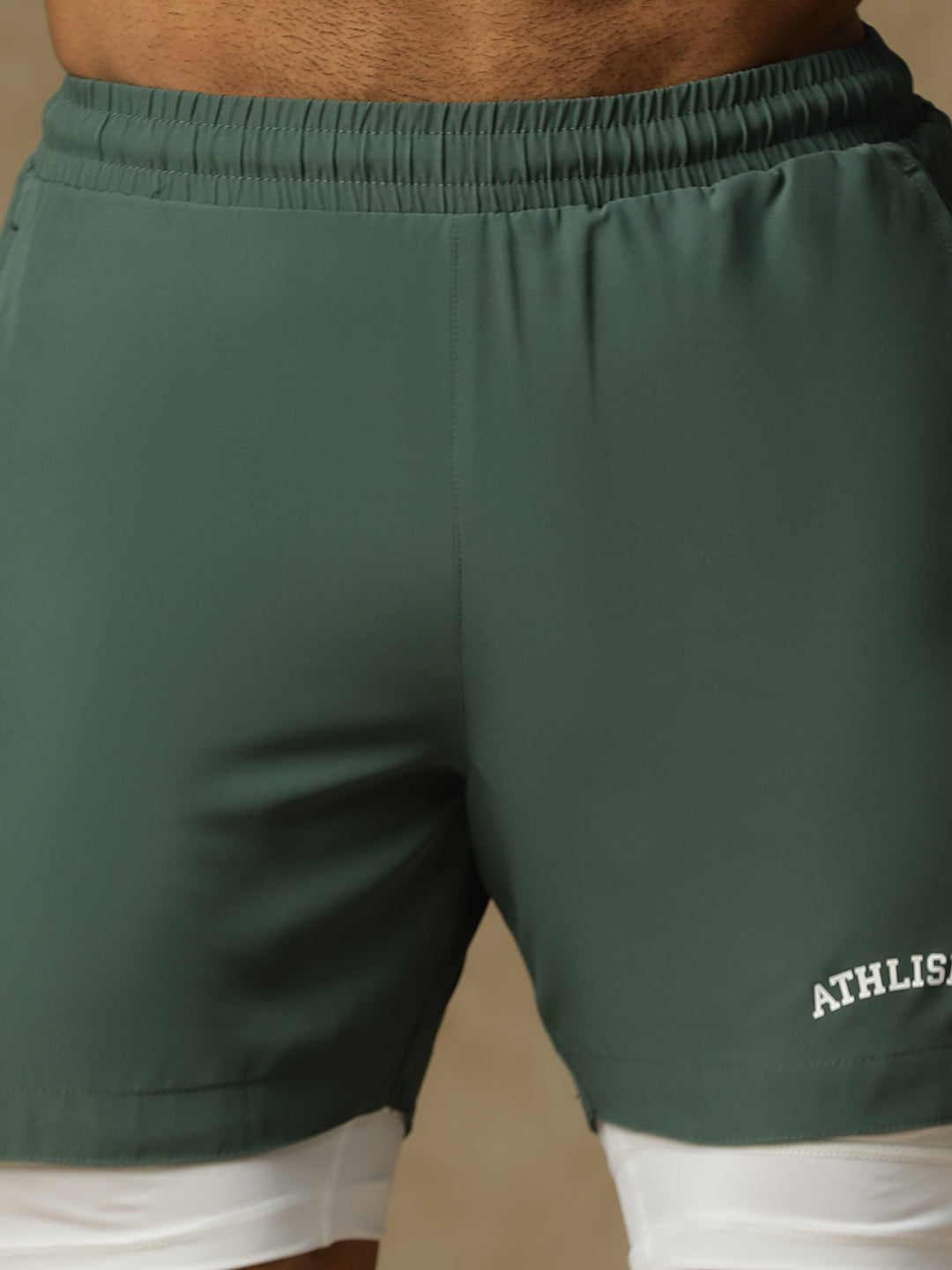 2 in 1 Lining Shorts Forest Green Athlisis Sports