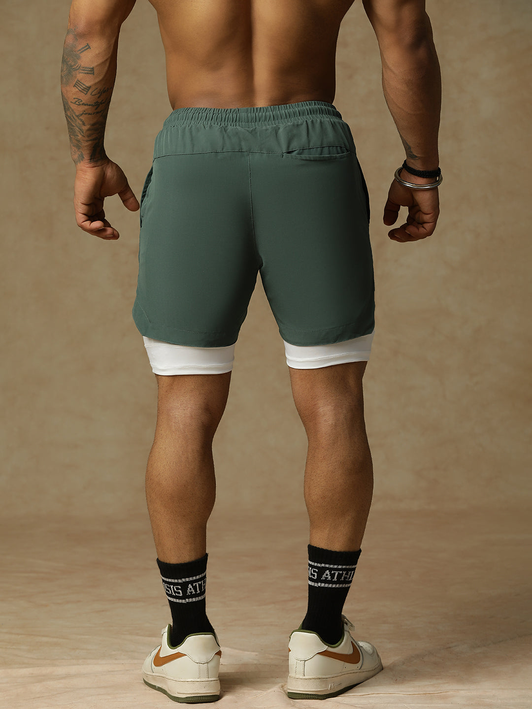 2 in 1 Lining Shorts Forest Green Athlisis Sports