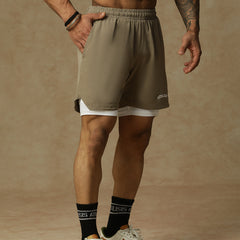 2 in 1 Lining Shorts Tan