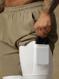 2 in 1 Lining Shorts Tan Athlisis Sports