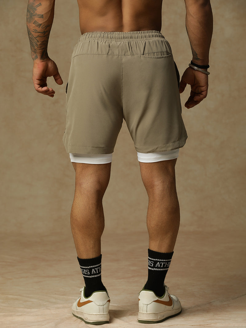 2 in 1 Lining Shorts Tan