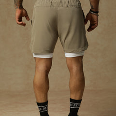 2 in 1 Lining Shorts Tan