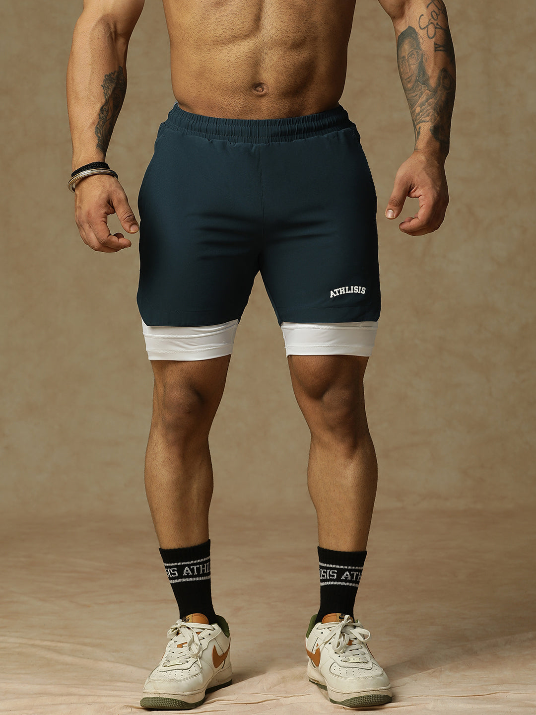 2 in 1 Lining Shorts Teal Athlisis Sports