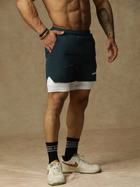 2 in 1 Lining Shorts Teal Athlisis Sports