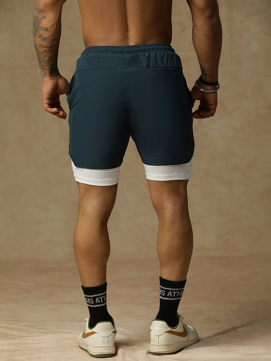 2 in 1 Lining Shorts Teal Athlisis Sports