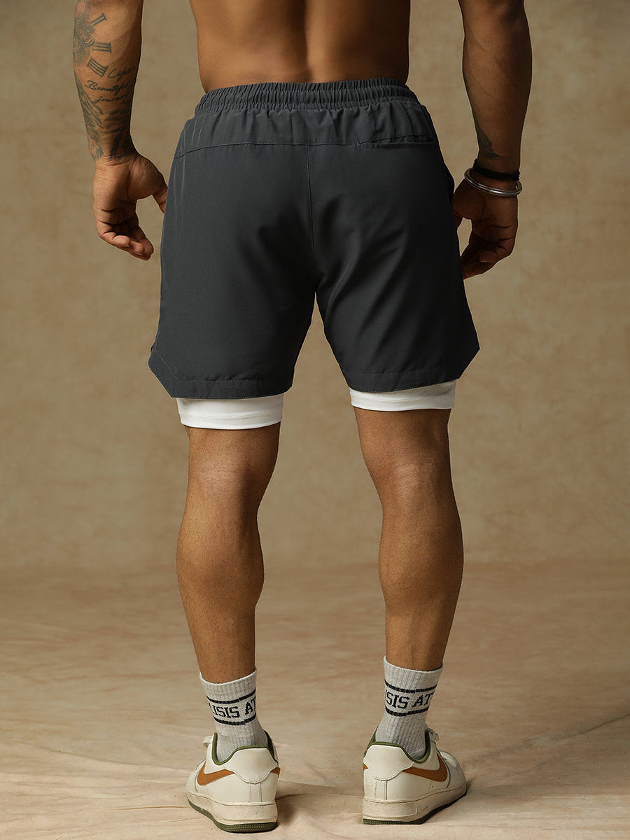 2 in 1 Lining Shorts Dark Gray Athlisis Sports