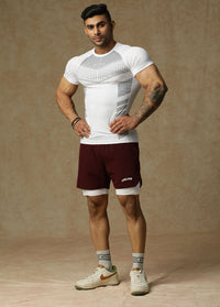 2 in 1 Lining Shorts Maroon Athlisis Sports