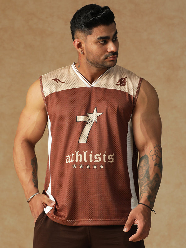 Power Mesh Jersey Tank Brown