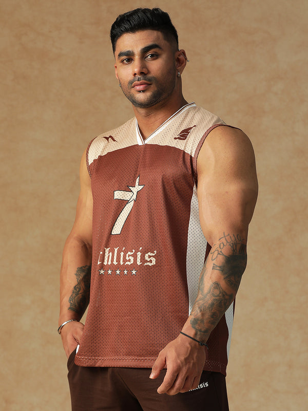 Power Mesh Jersey Tank Brown