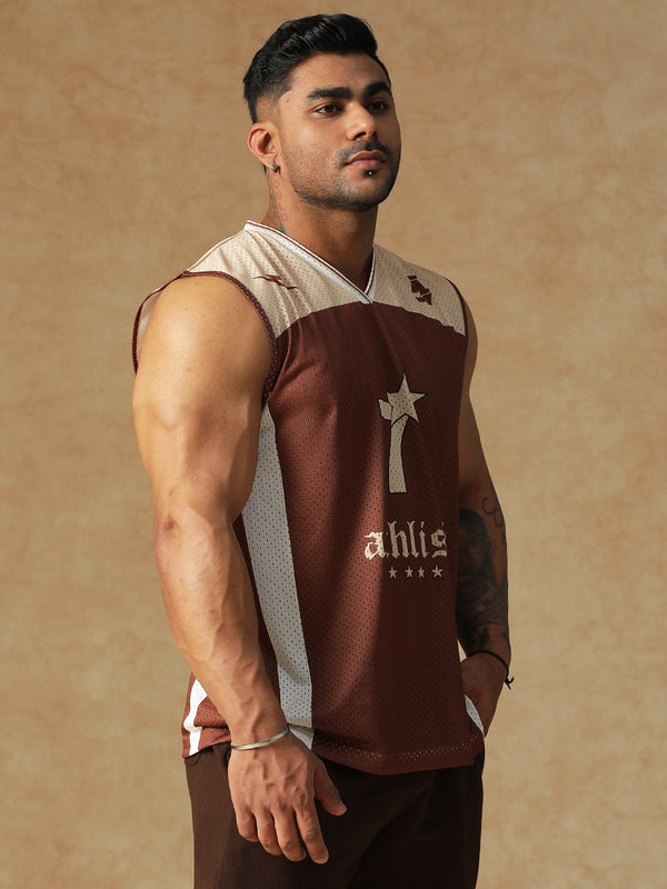 Power Mesh Jersey Tank Brown