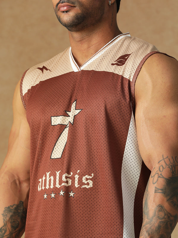 Power Mesh Jersey Tank Brown