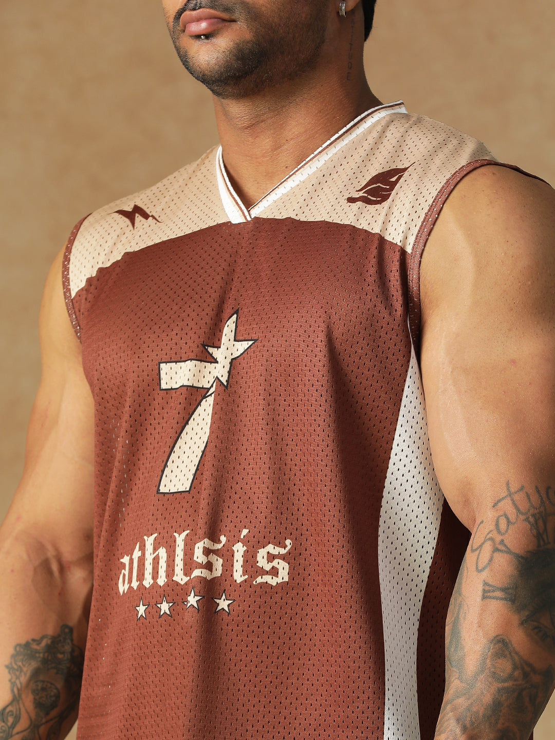 Power Mesh Jersey Tank Brown
