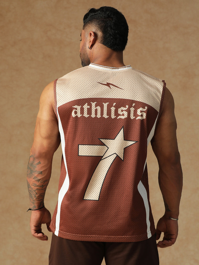Power Mesh Jersey Tank Brown
