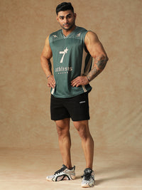Power Mesh Jersey Tank Green