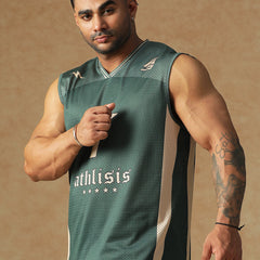Power Mesh Jersey Tank Green
