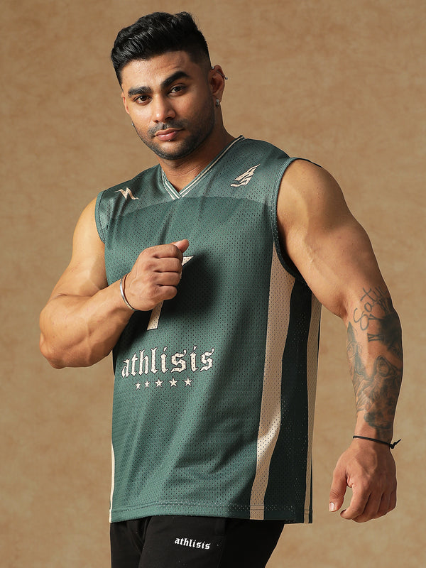 Power Mesh Jersey Tank Green