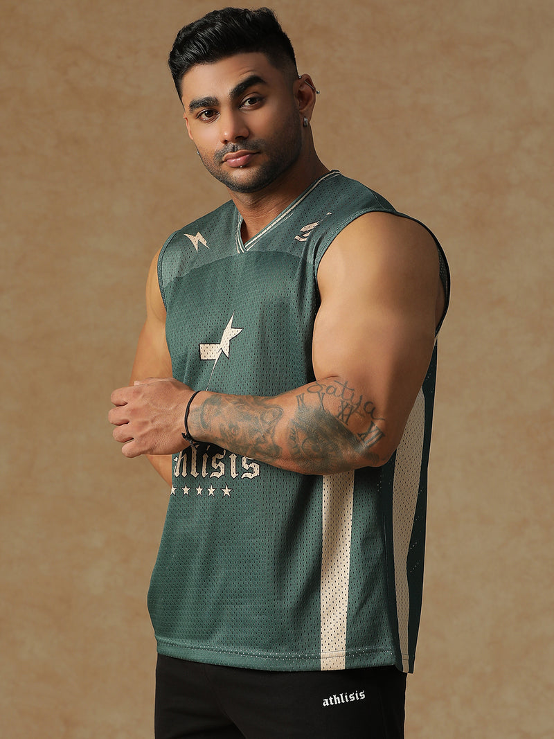 Power Mesh Jersey Tank Green