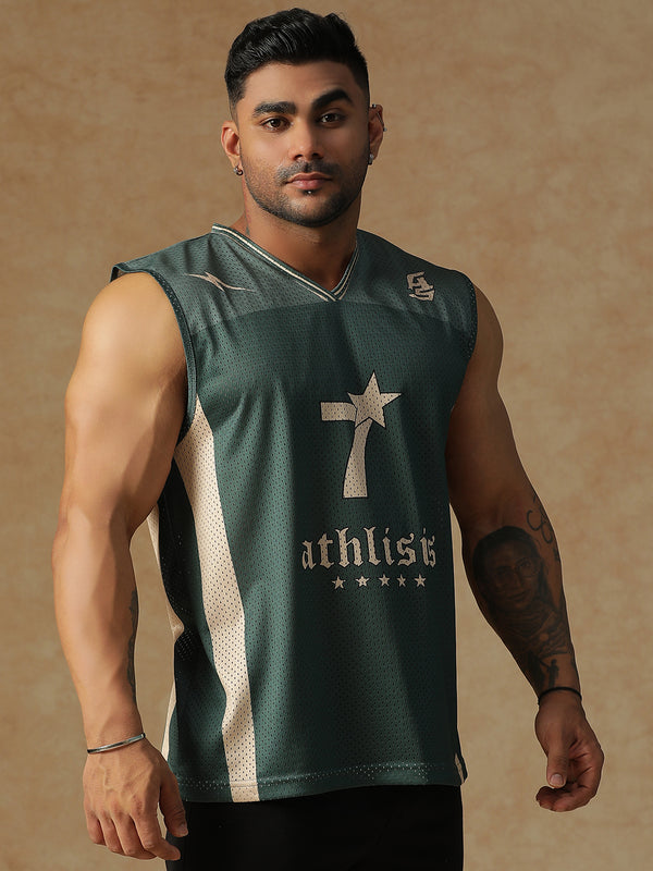 Power Mesh Jersey Tank Green