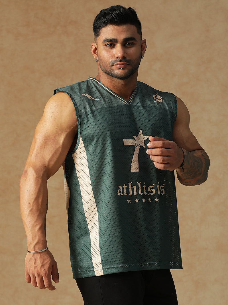 Power Mesh Jersey Tank Green