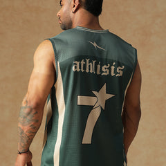 Power Mesh Jersey Tank Green
