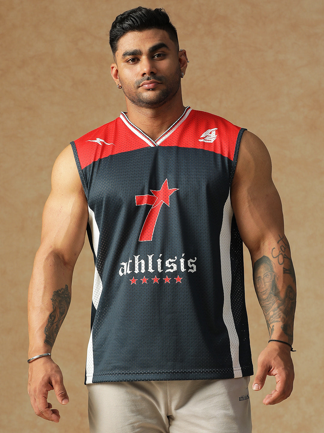 Power Mesh Jersey Tank Navy