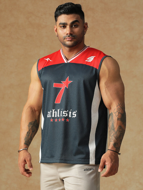 Power Mesh Jersey Tank Navy