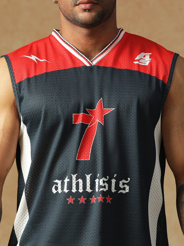 Power Mesh Jersey Tank Navy